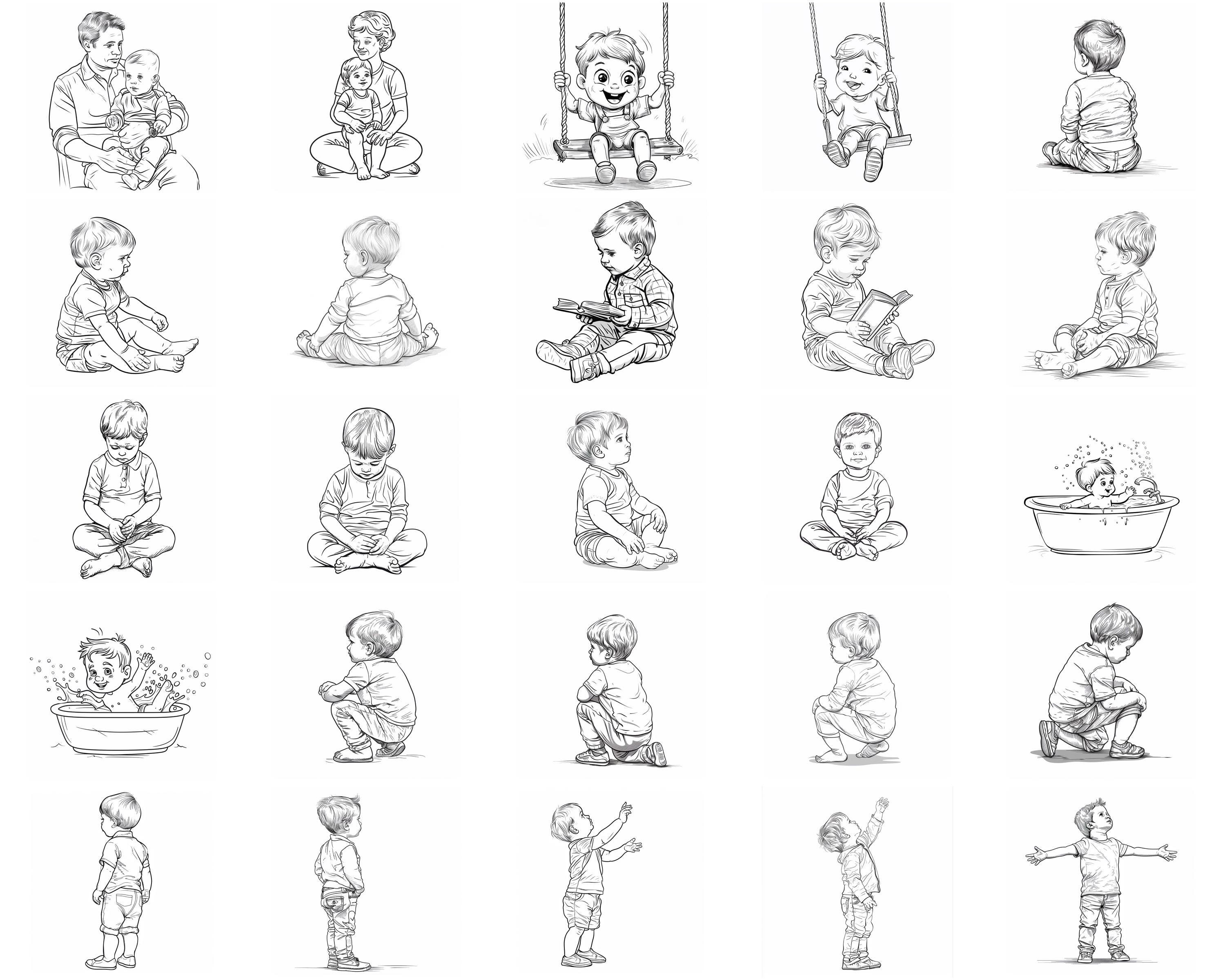 128+ Toddler Pose Procreate Brush Set | Stamps for Procreate | Instant ...