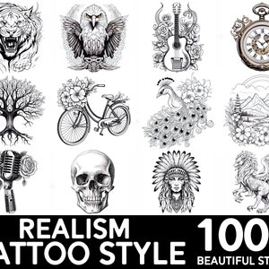 100+ Realism Tattoo Procreate Brush Set | Unique Tattoo Style Stamp Brushes | Instant Digital Download