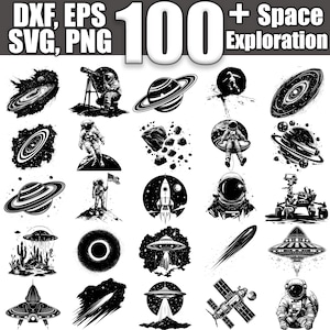 Space Exploration SVG Bundle, Set of 100, Instant Digital Download svg png dxf eps