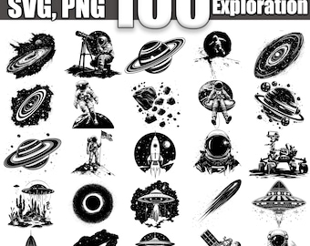 Space Exploration SVG Bundle, Set of 100, Instant Digital Download svg png dxf eps