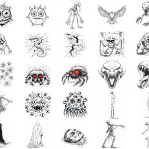 100+ Creepy Creatures Procreate Brush Set | Procreate Stamp Brushes ...