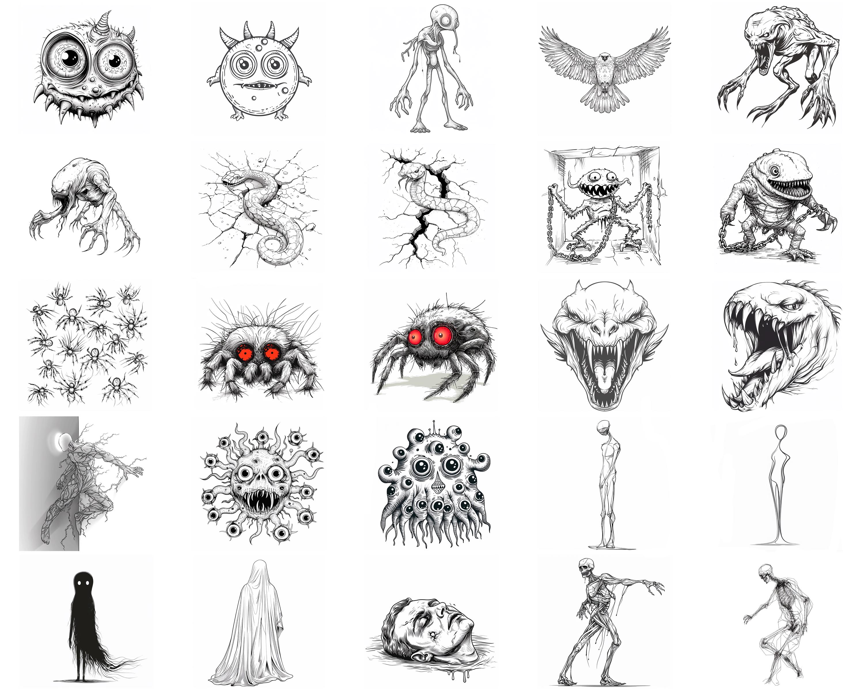 100+ Creepy Creatures Procreate Brush Set | Procreate Stamp Brushes ...