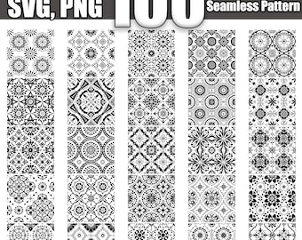 Moroccan Tile Seamless Pattern SVG Bundle: 100 Designs (Digital Download)