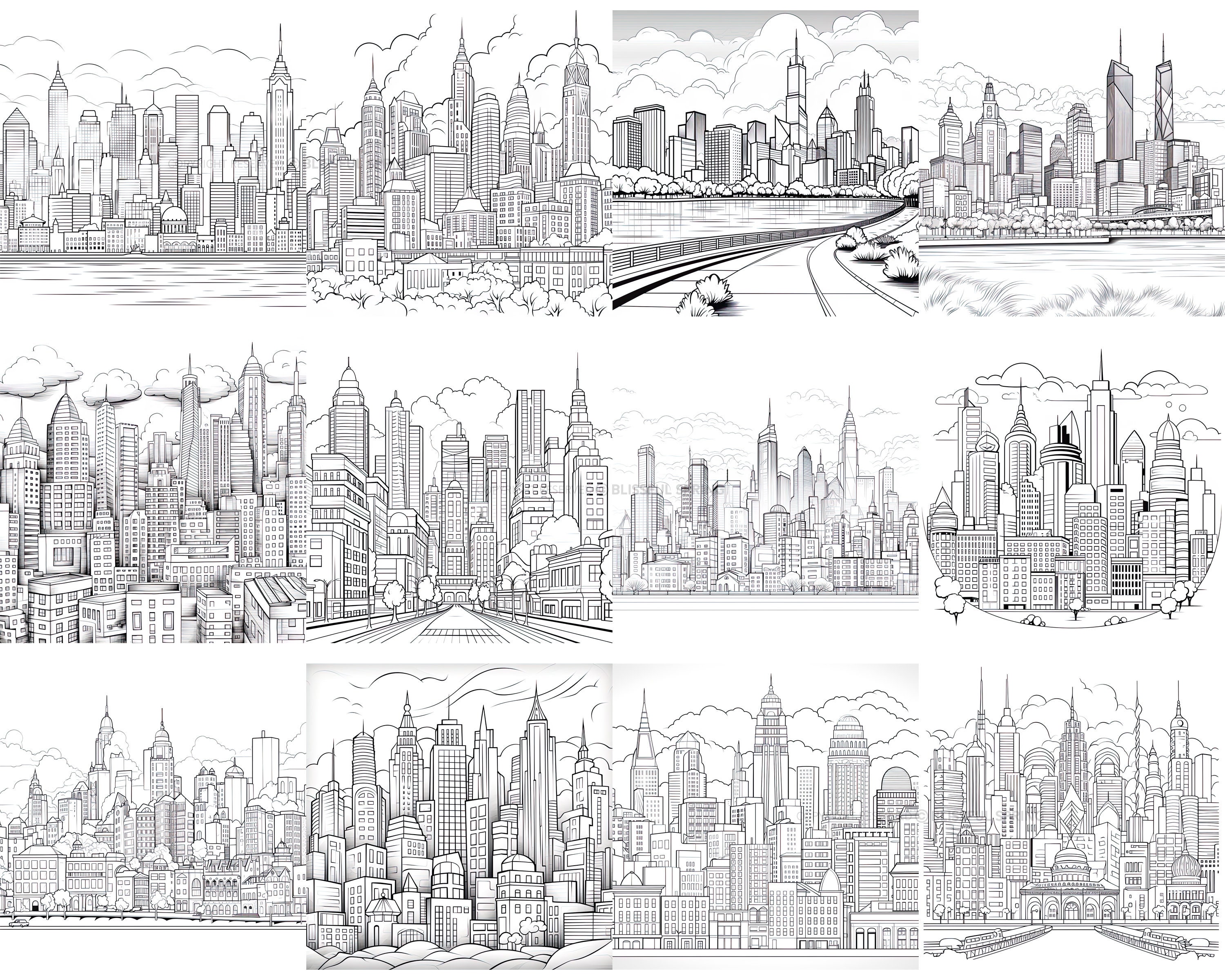 City Skyline Procreate Brush Set: 100+ Unique Stamps (digital Download ...