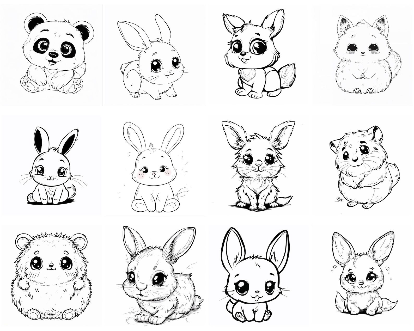 151+ Cute Kawaii Animals Procreate Brush Set | Stamps for Procreate ...