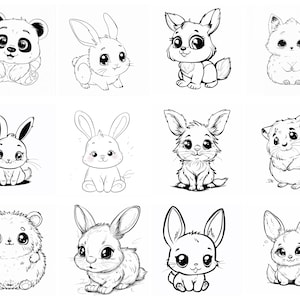 151+ Cute Kawaii Animals Procreate Brush Set | Stamps for Procreate ...