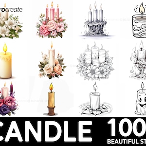 100+ Kerzen Procreate Pinsel Set | Einzigartige realistische Kerzen Stempel Pinsel | Sofortiger digitaler Download