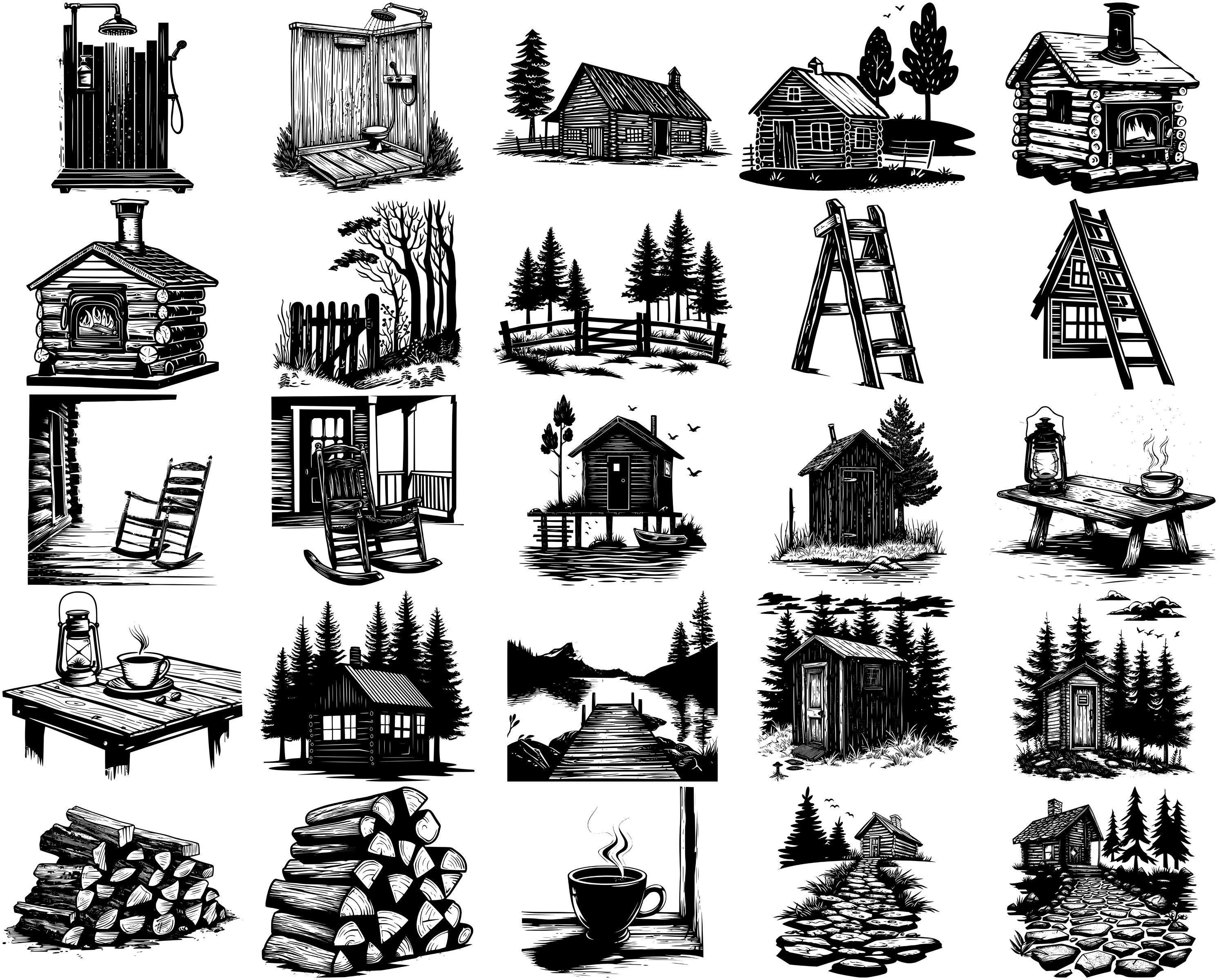 Rustic Cabin SVG Bundle: Wood-themed Designs (digital Download) - Etsy