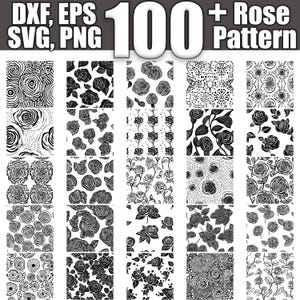 Rose Seamless Pattern SVG Bundle, Set of 100, Instant Digital Download svg png dxf eps