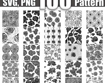 Rose Seamless Pattern SVG Bundle: 100 Floral Designs (Digital Download)
