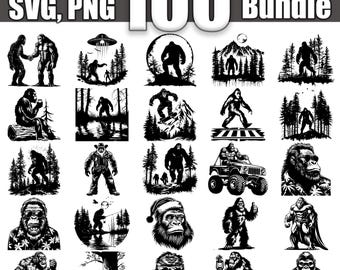 Paquete de SVG de Bigfoot, conjunto de 100, descarga digital instantánea svg png dxf eps