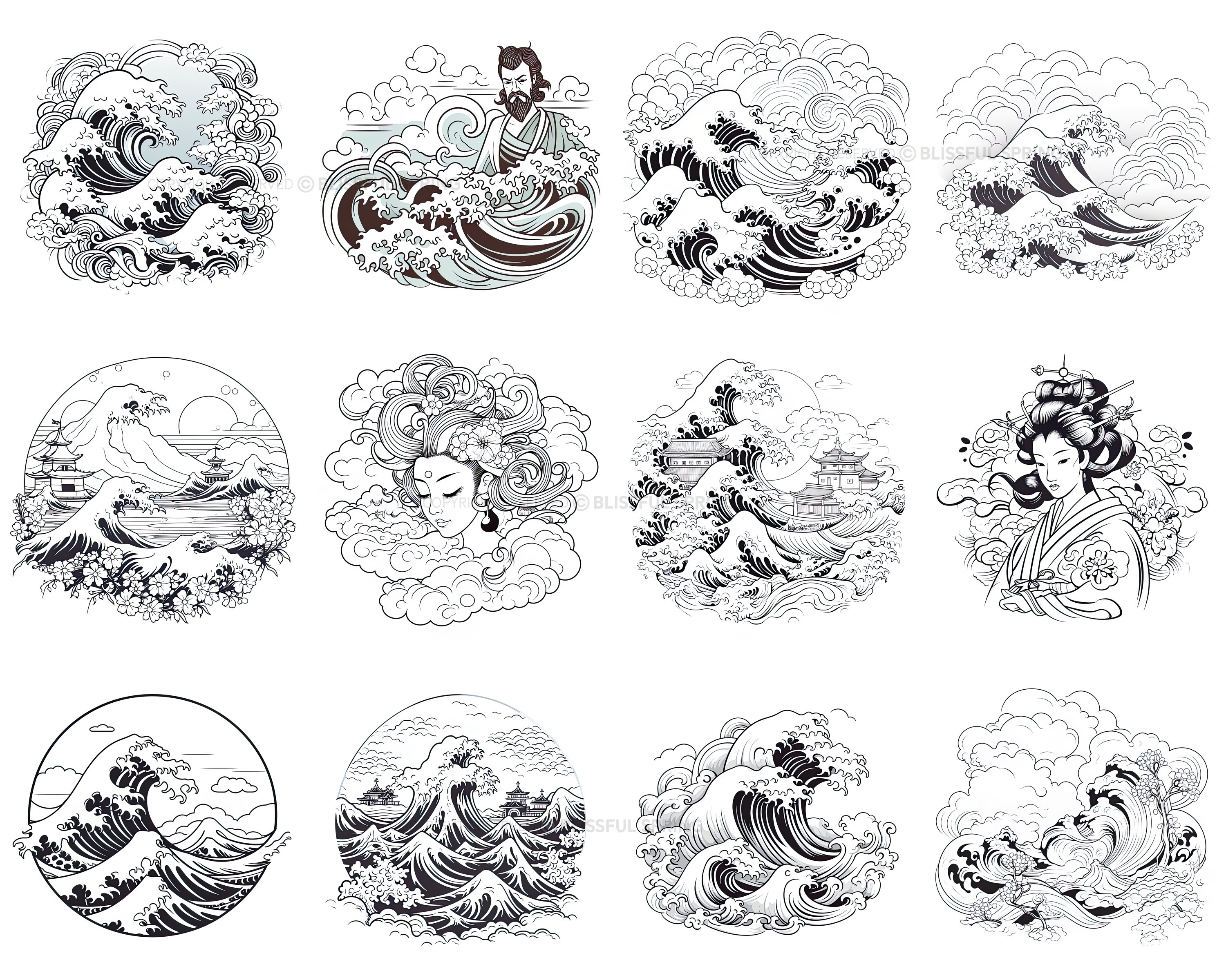 100+ Japanese Tattoo Procreate Brush Set | Unique Tattoo Style Stamp ...