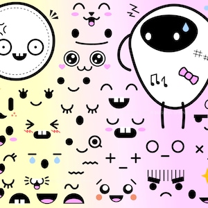 100+ Kawaii Faces Procreate Stamps, Cute Kawaii Procreate Brush Set ...