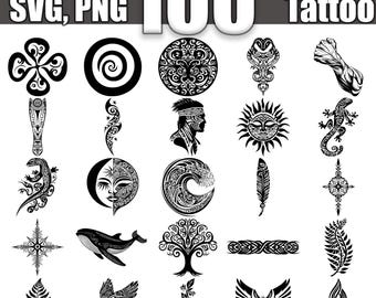 Paquete SVG de tatuajes maoríes, juego de 100, descarga digital instantánea svg png dxf eps