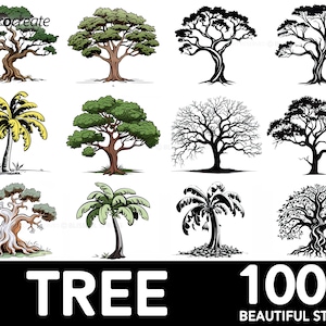 100+ Tree Procreate Brush Set | Unique Realistic Tree Stamp Brushes | Instant Digital Download
