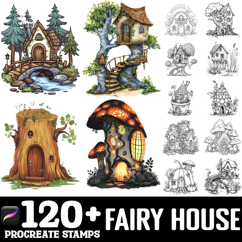 100+ Fairy House Procreate Brush Set | Procreate Stamp Brushes ...