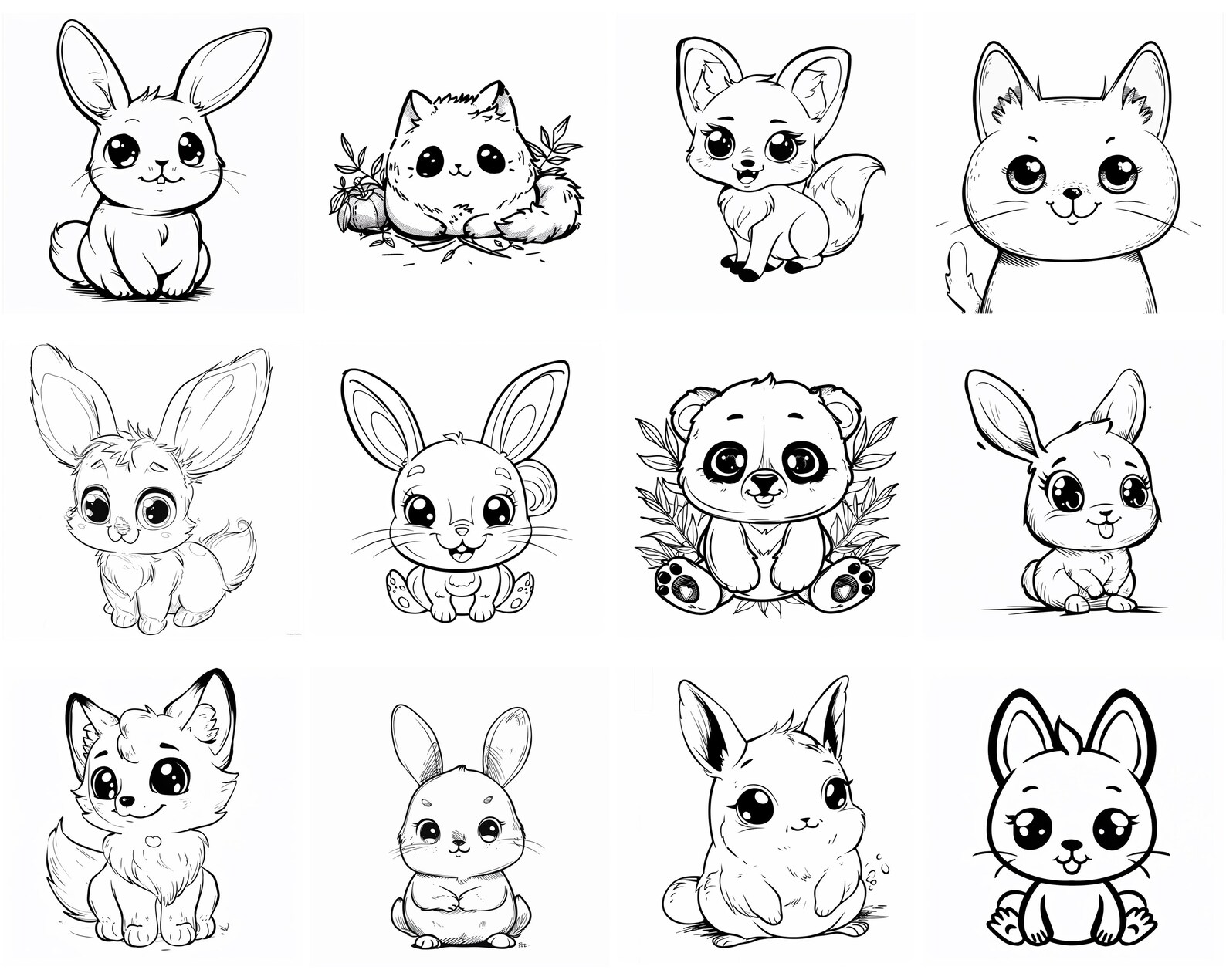 151+ Cute Kawaii Animals Procreate Brush Set | Stamps for Procreate ...