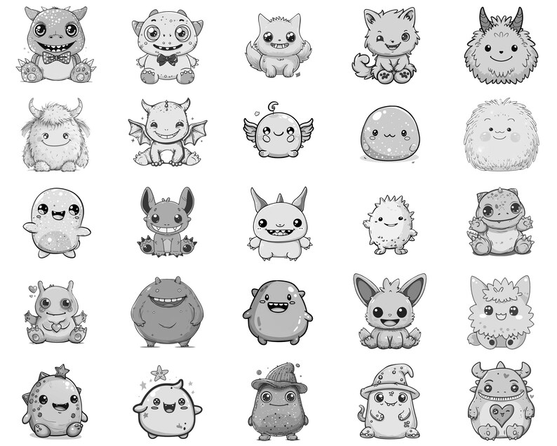 100+ Kawaii Monster Procreate Brush Set | Procreate Stamp Brushes ...