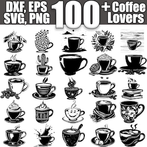 Coffee Lovers SVG Bundle, Set of 100, Instant Digital Download svg png dxf eps