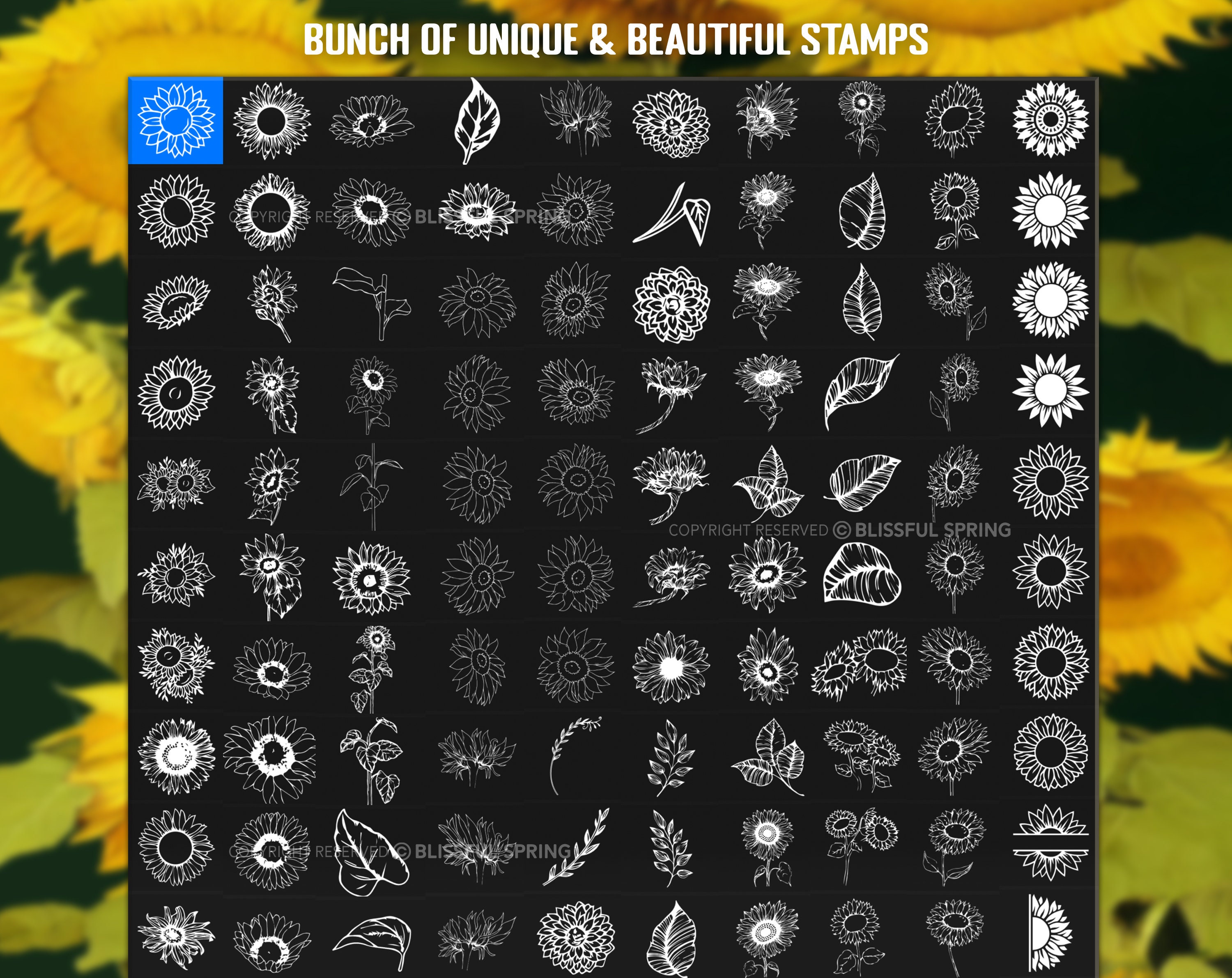 100+ Sunflower Stamp Brushes for Procreate (digital Download) - Etsy