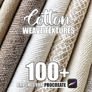 100+ Cotton Weave Texture Procreate Brushes: Seamless Fabric Patterns (Instant Download)