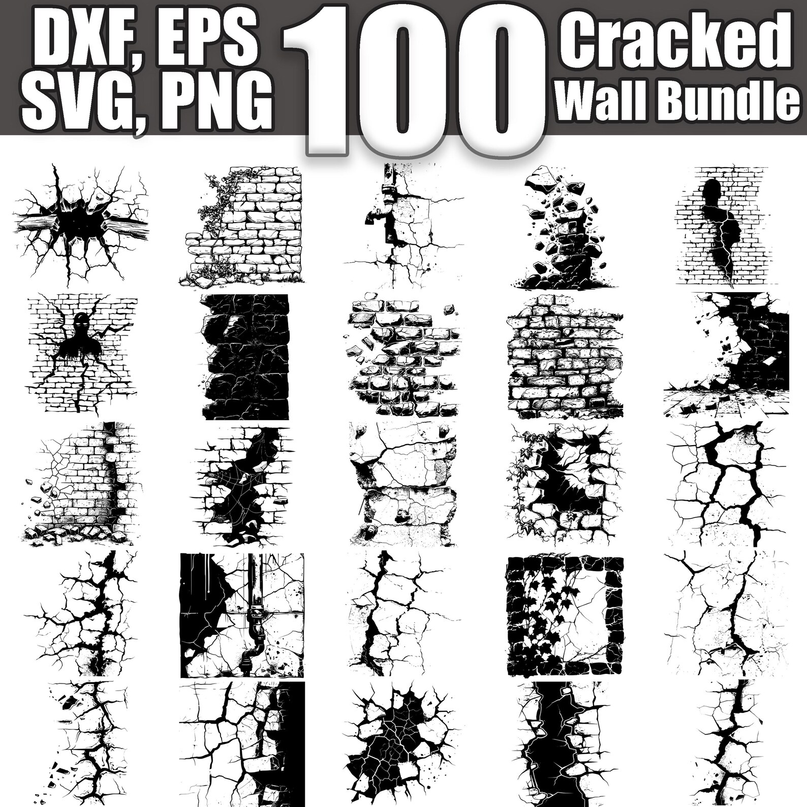 Crack Wall SVG Bundle, Set of 100, Instant Digital Download Svg Png Dxf ...