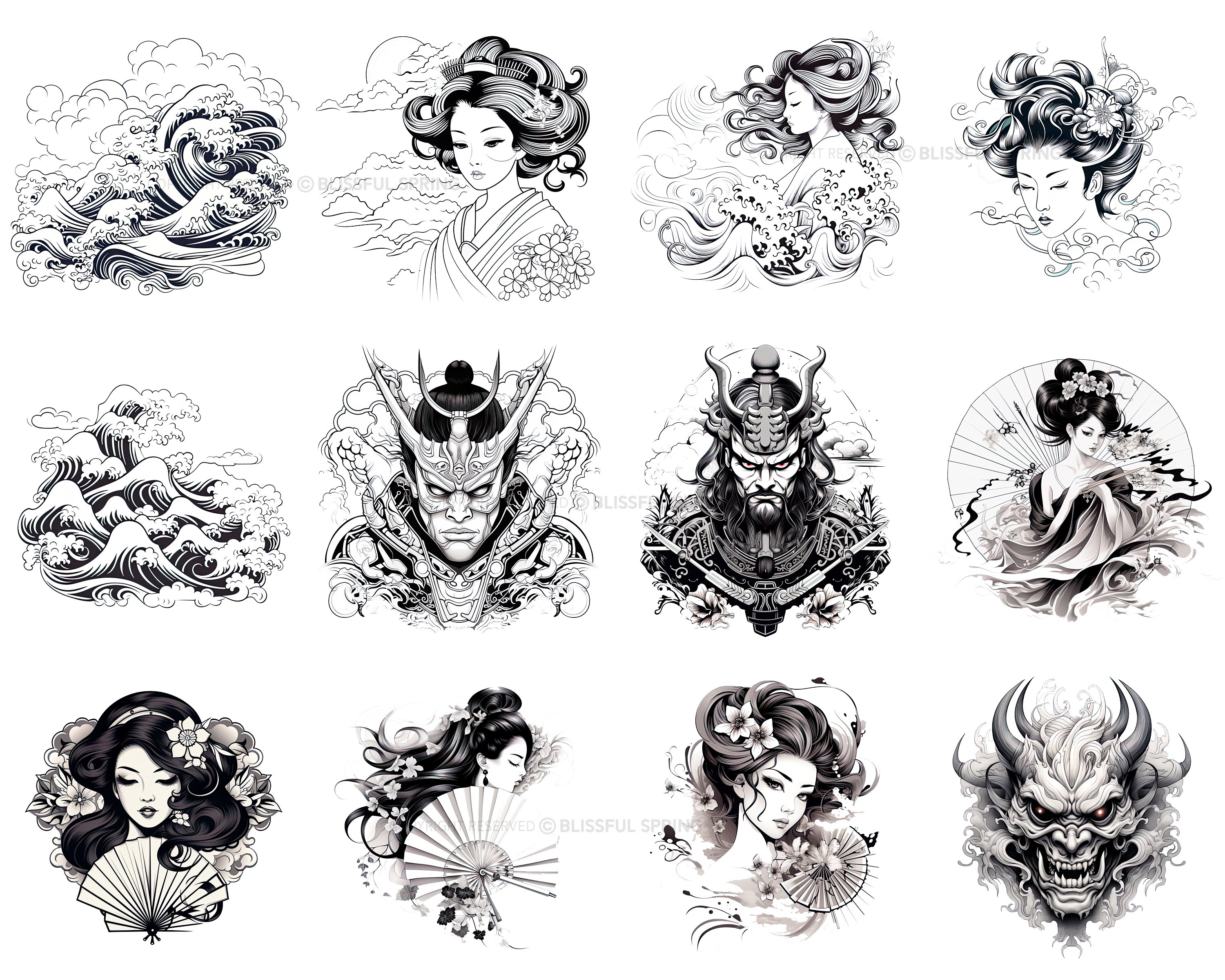 100+ Japanese Tattoo Procreate Brush Set | Unique Tattoo Style Stamp ...