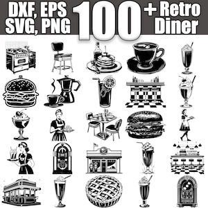 Retro Diner SVG Bundle, Set of 100, Instant Digital Download svg png dxf eps