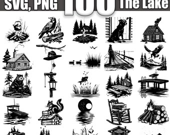 Cabin by the Lake SVG Bundle: 100 Rustic Designs (Digital Download)