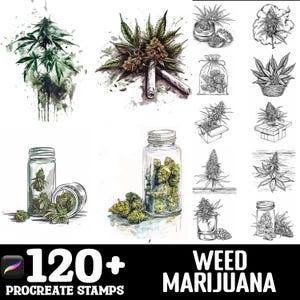 150+ Weed Marijuana Procreate Brush Set | Stamps For Procreate | Instant Digital Download