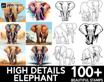 100+ Elephant Procreate Brush Set | Unique Elephant Stamp Brushes | Instant Digital Download
