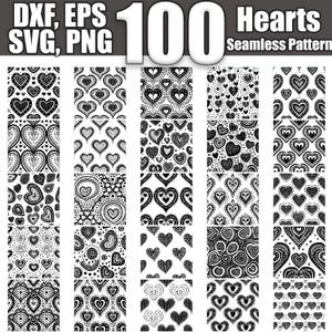 Hearts Seamless Pattern SVG Bundle, Set of 100, Instant Digital Download svg png dxf eps