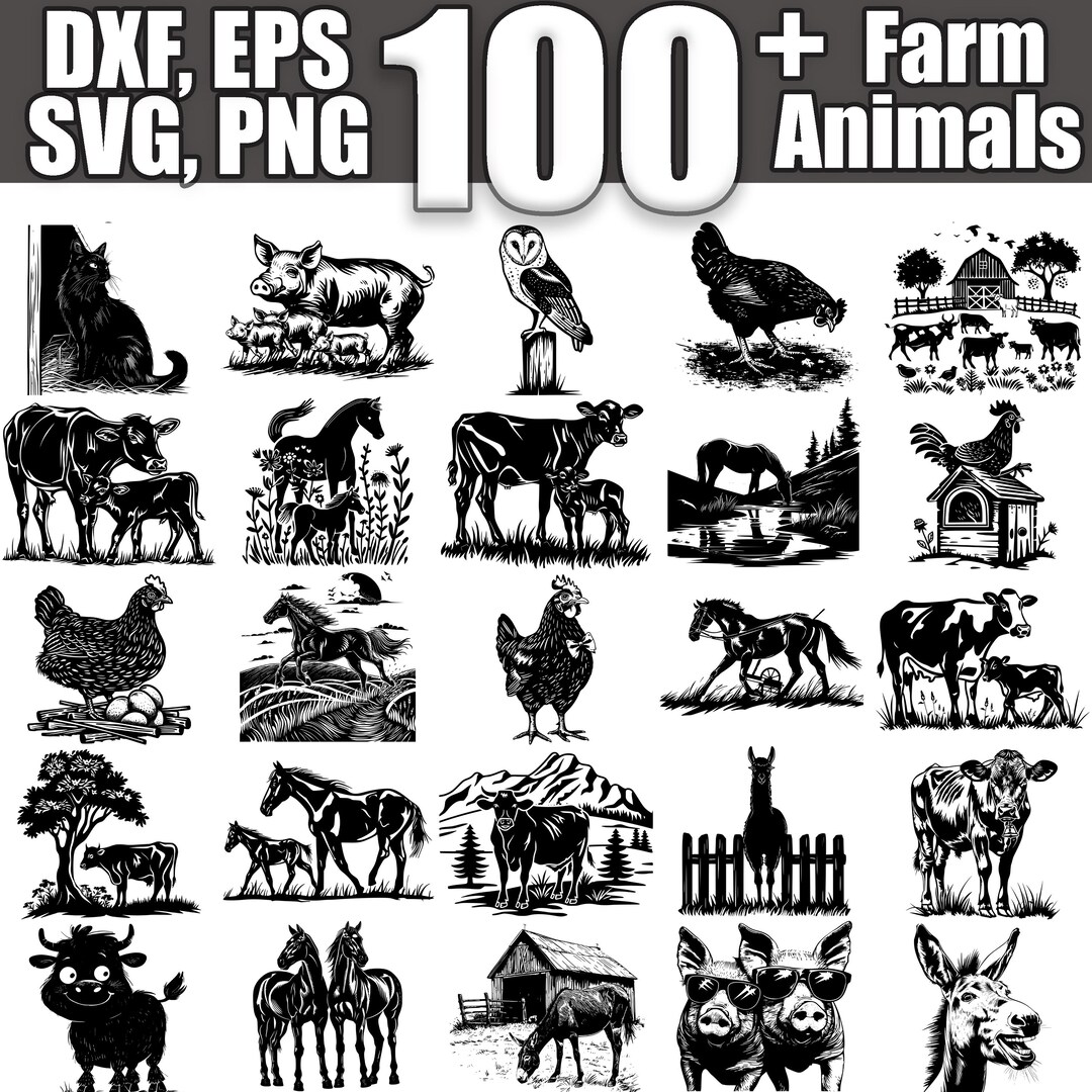 Farm Animals SVG Bundle, Set of 100, Instant Digital Download Svg Png ...