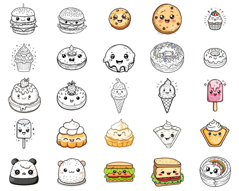 100+ Kawaii Food Items Procreate Brush Set | Procreate Stamp Brushes ...