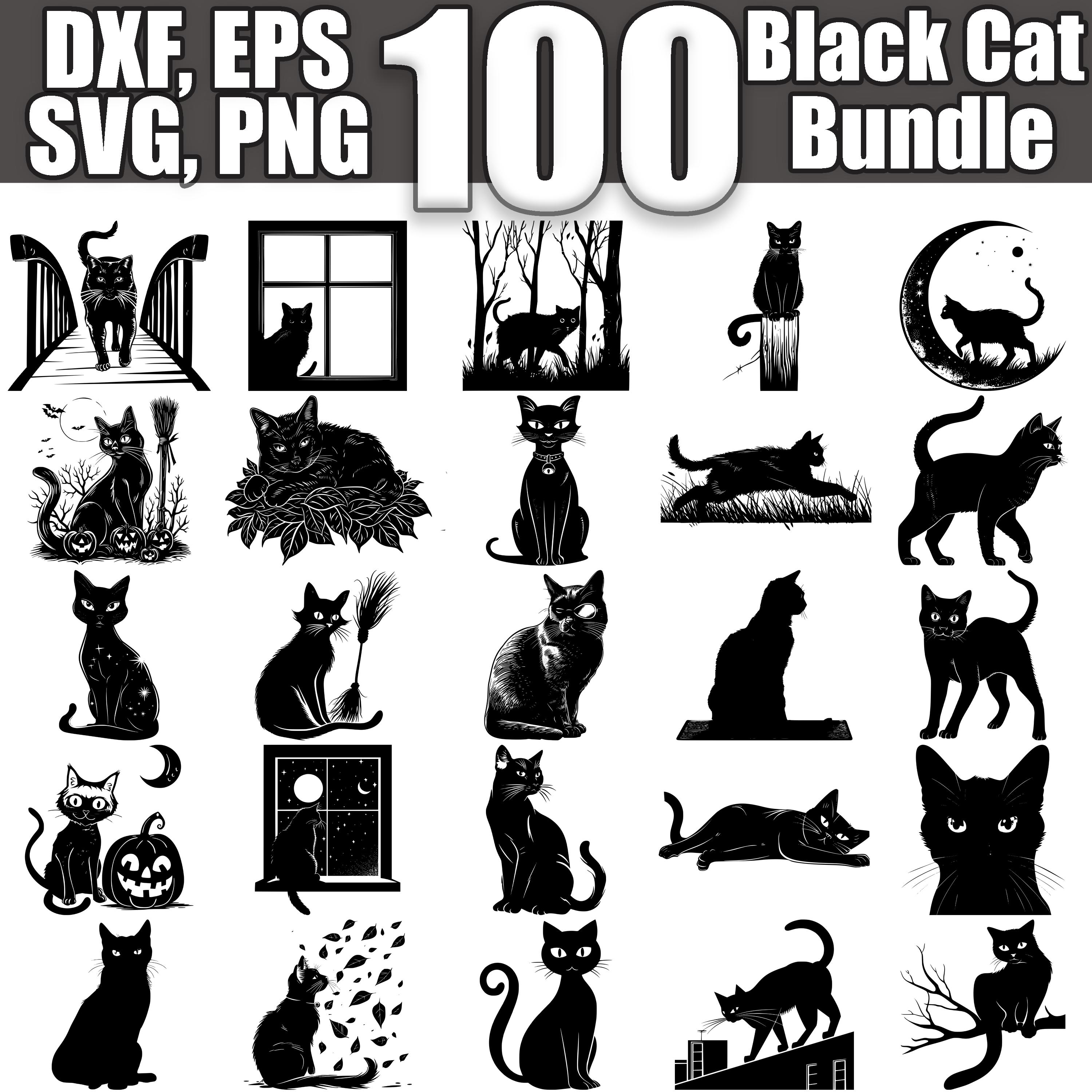 Black Cats SVG Bundle, Set of 100, Instant Digital Download Svg