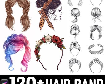 Juego de pinceles para Procreate con más de 120 bandas para el cabello y sellos para Procreate, descarga digital instantánea
