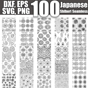 Japanese Shibori Seamless Pattern SVG Bundle, Set of 100, Instant Digital Download svg png dxf eps
