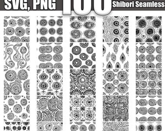 Paquete SVG de patrones sin costuras de Shibori japonés: 100 diseños (descarga digital)