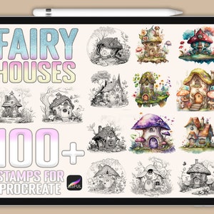 100+ Procreate Fairy House Stamps, Procreate Fairy House Guides, Instant Download