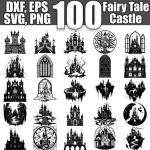 Fairy Tale Castle Stained Glass Window SVG Bundle: 100 Designs (Digital Download)