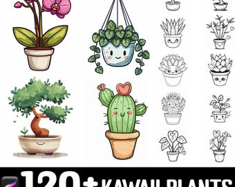 100+ Kawaii Plants Procreate Stamps | Procreate Brushes | Instant ...