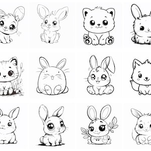 151+ Cute Kawaii Animals Procreate Brush Set | Stamps for Procreate ...