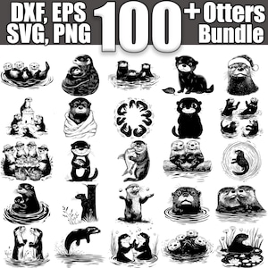 カワウソ SVG バンドル、100 個セット、インスタント デジタル ダウンロード svg png dxf eps