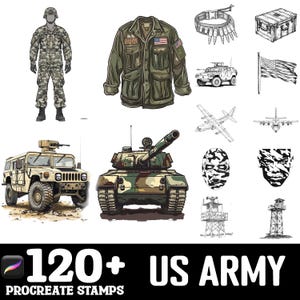 100+ USA Army Procreate Brush Set | Procreate Stamp Brushes | Instant Digital Download