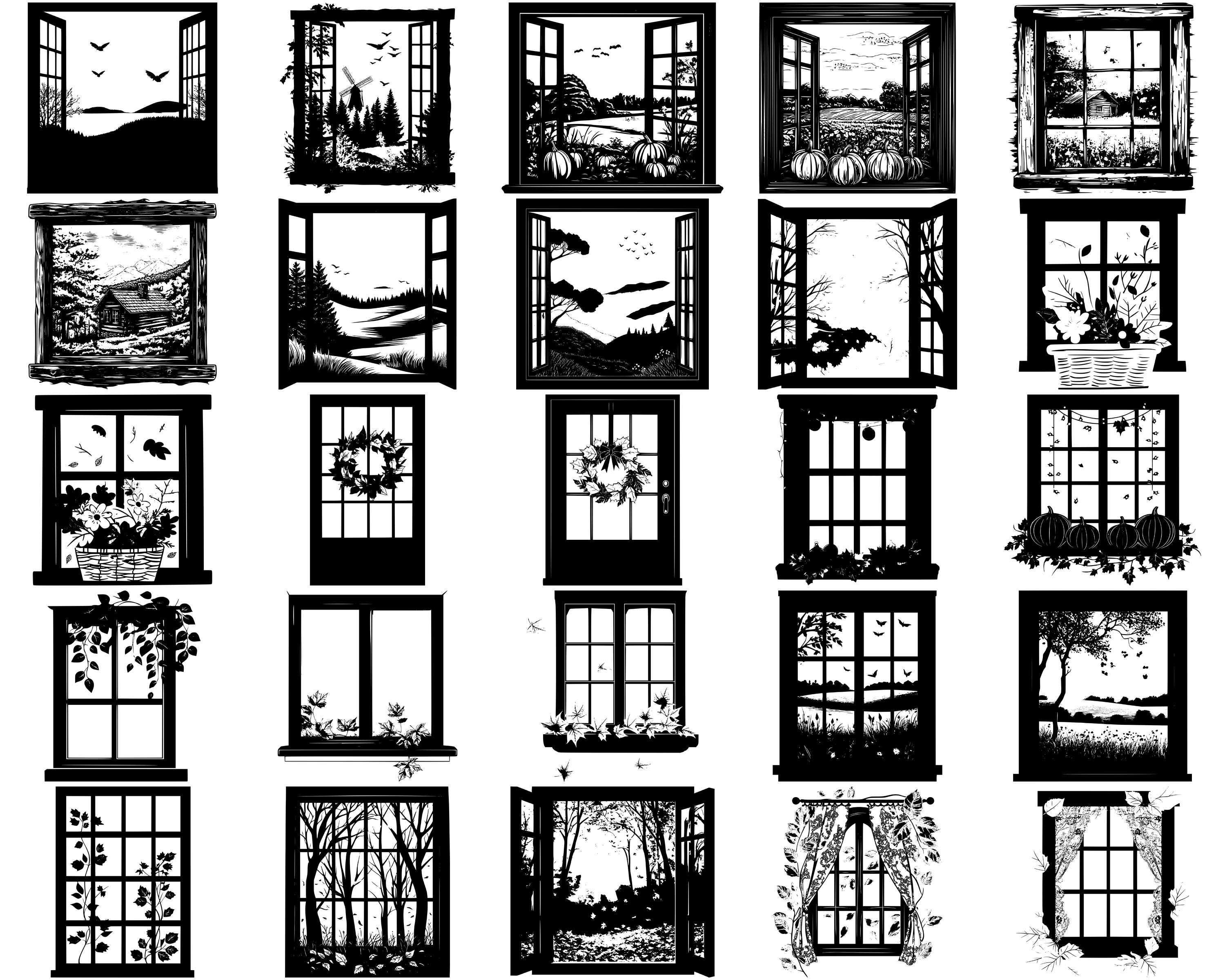 Fall Window Svg Autumn Window SVG Bundle, Set of 100, Instant Digital Download Svg Png ...