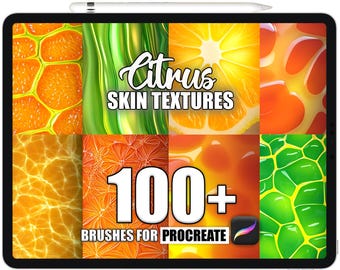Pinceles de textura de piel de cítricos para Procreate: más de 100 patrones sin costuras (descarga digital)