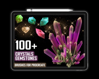 Más de 100 pinceles de piedras preciosas de cristal para Procreate (descarga digital)