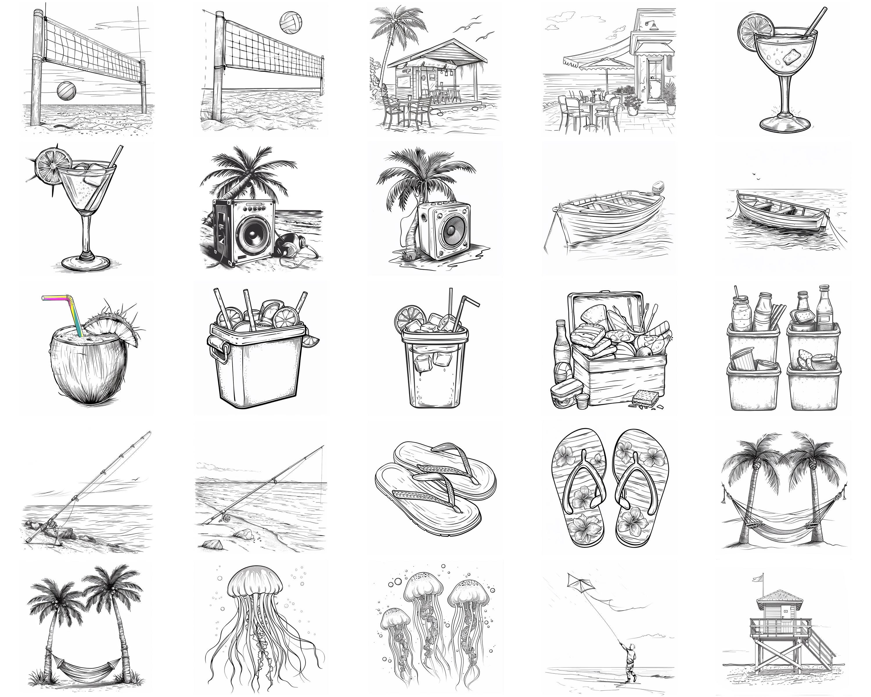 100+ Summer Beach Brush Set | Procreate Stamp Brushes | Instant Digital ...