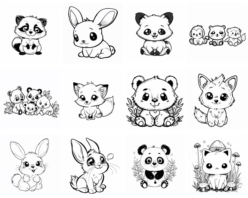 151+ Cute Kawaii Animals Procreate Brush Set | Stamps for Procreate ...