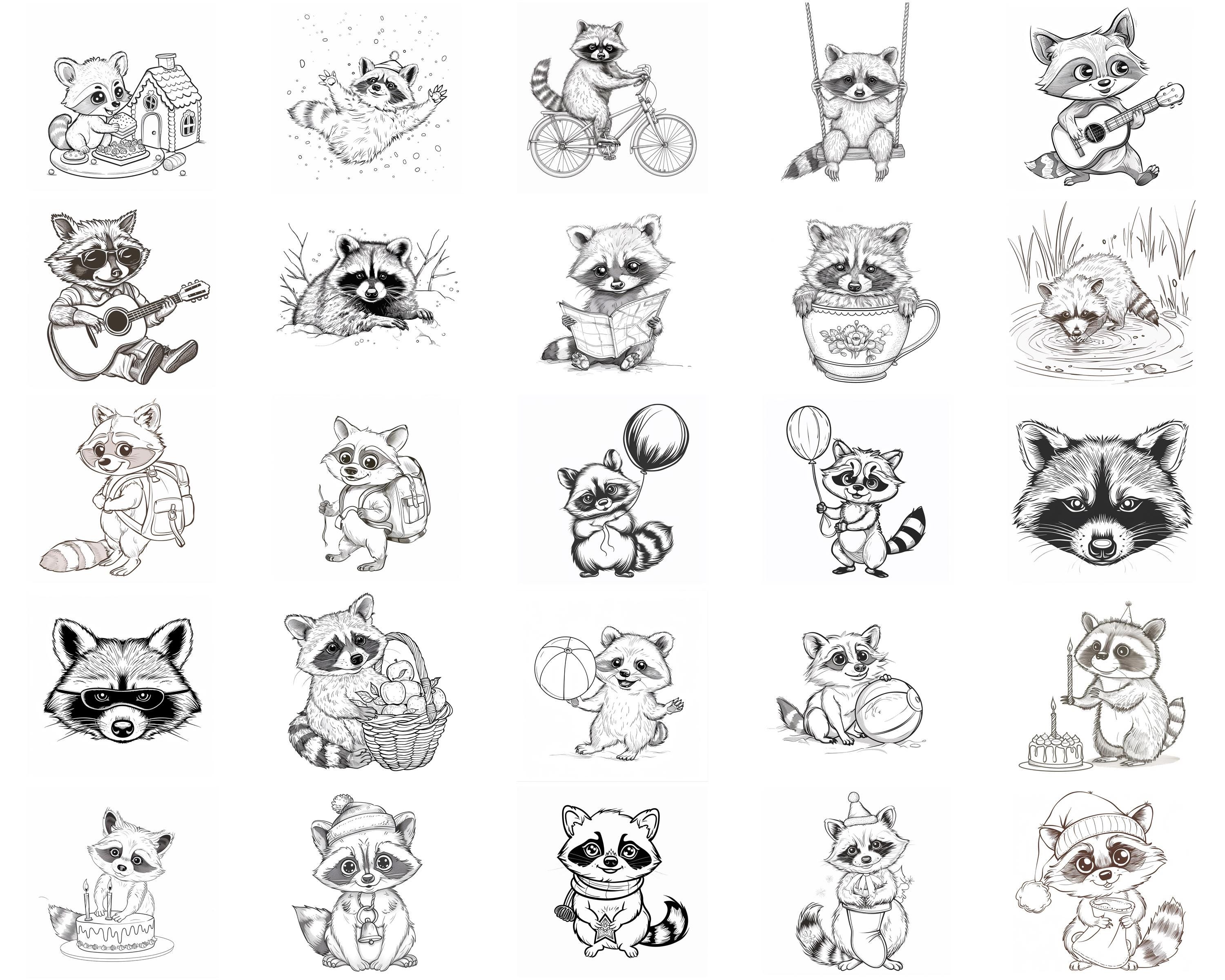 128+ Raccoon Procreate Brush Set | Stamps for Procreate | Instant ...